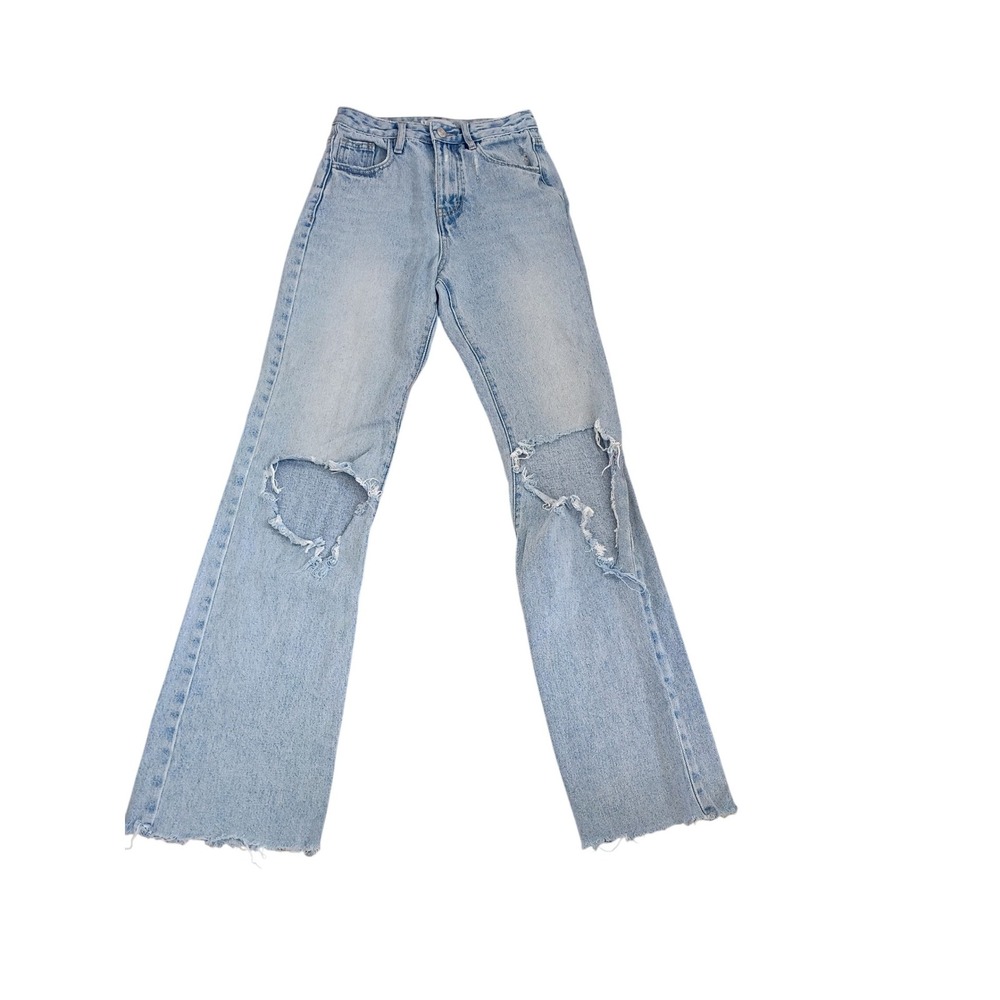 Adika Light Blue Distressed Wide-Leg Jeans
